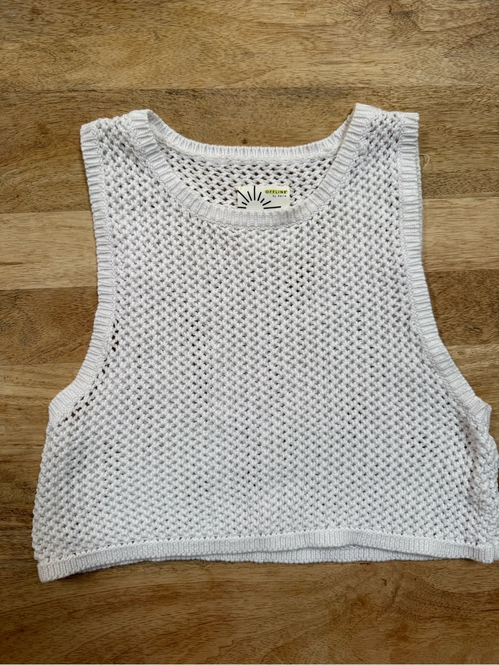 Offline by aerie White Crochet Crop Tank Top